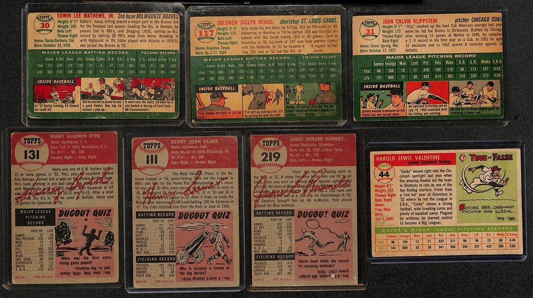 Lot of (30) 1953-55 Topps Baseball Cards w. 1954 Eddie Mathews