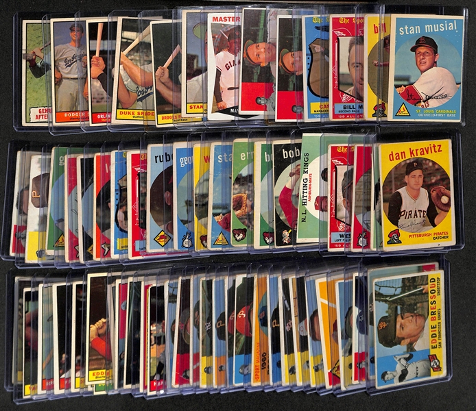 Lot of (63) 1959-61 Topps Baseball Cards w. 1959 Stan Musial