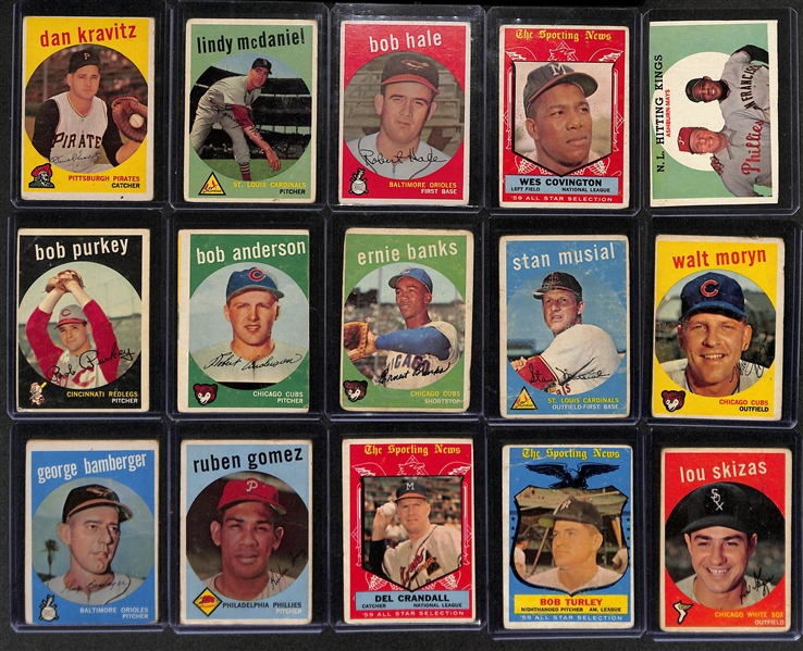 Lot of (63) 1959-61 Topps Baseball Cards w. 1959 Stan Musial