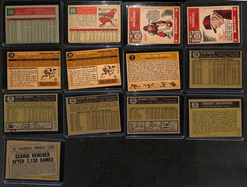 Lot of (63) 1959-61 Topps Baseball Cards w. 1959 Stan Musial