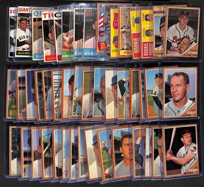 Lot of (46) 1962-1964 Topps Baseball Cards w. 1962 Warren Spahn