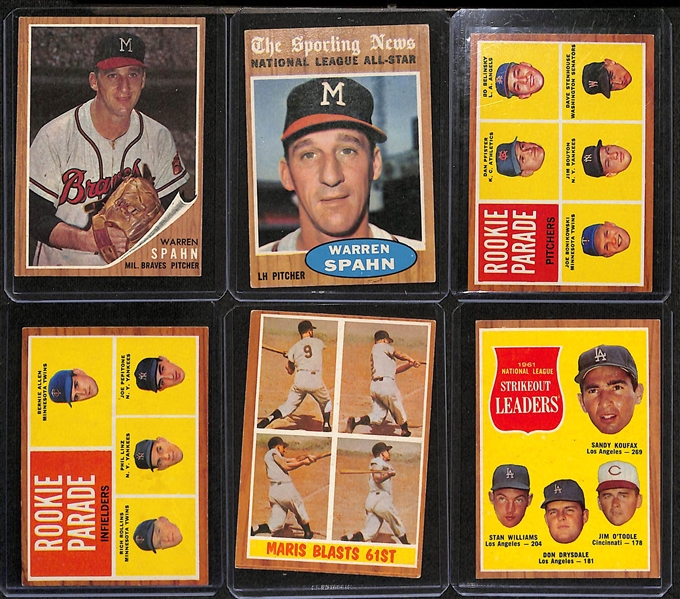 Lot of (46) 1962-1964 Topps Baseball Cards w. 1962 Warren Spahn