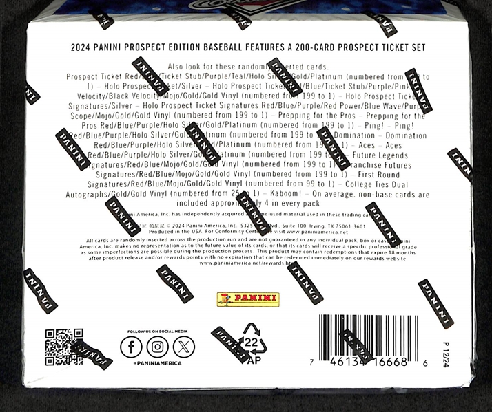 Factory Sealed 2024 Panini Prospect Edition Baseball Hobby Box