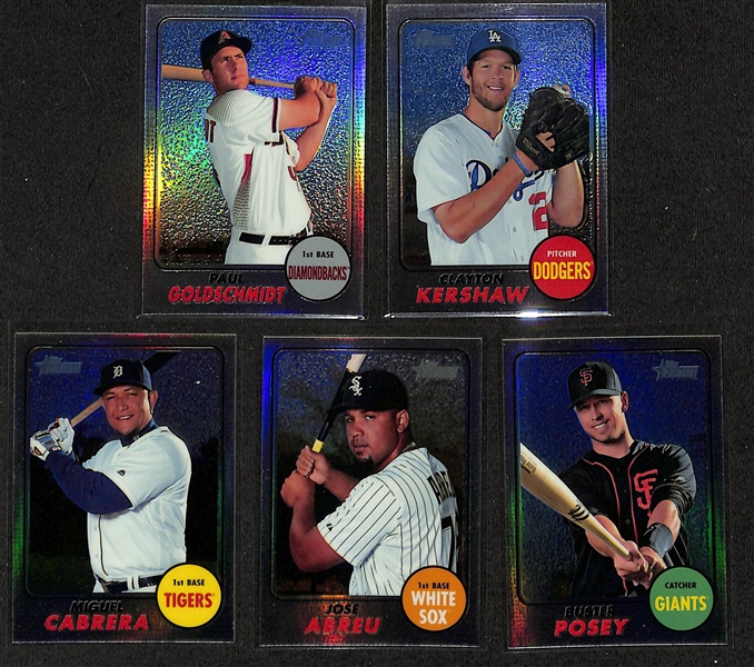 Lot of (31) 2017 Topps Heritage Chrome Parallel Cards inc. Alex Bregman Purple, Bryce Harper (#/999), Trea Turner (#/999), Miguel Cabrera (#/999), Xander Bogaerts (#/568), +