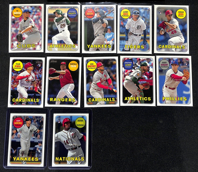 Lot of (35) 2018 Topps Heritage Action Photo Variation Short Prints inc. Mike Trout, Bryce Harper, Ichiro, Kris Bryant (PSA 10), Buster Posey, Mookie Betts, Nolan Arenado, Paul Goldschmidt, +