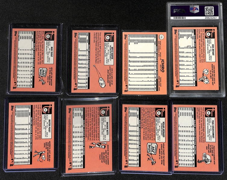 Lot of (35) 2018 Topps Heritage Action Photo Variation Short Prints inc. Mike Trout, Bryce Harper, Ichiro, Kris Bryant (PSA 10), Buster Posey, Mookie Betts, Nolan Arenado, Paul Goldschmidt, +