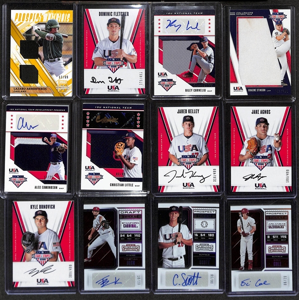 Lot of (250+) Panini Baseball Draft + Prospect Cards w. (33) Autographs + Relics inc. Anthony Volpe Patch Autograph (#/199), Spencer Torkelson Patch Autograph (#/199), +