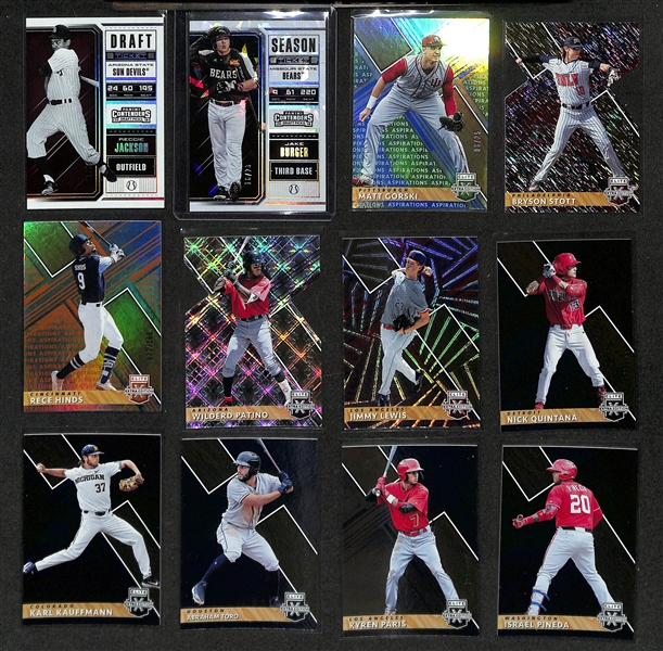 Lot of (250+) Panini Baseball Draft + Prospect Cards w. (33) Autographs + Relics inc. Anthony Volpe Patch Autograph (#/199), Spencer Torkelson Patch Autograph (#/199), +