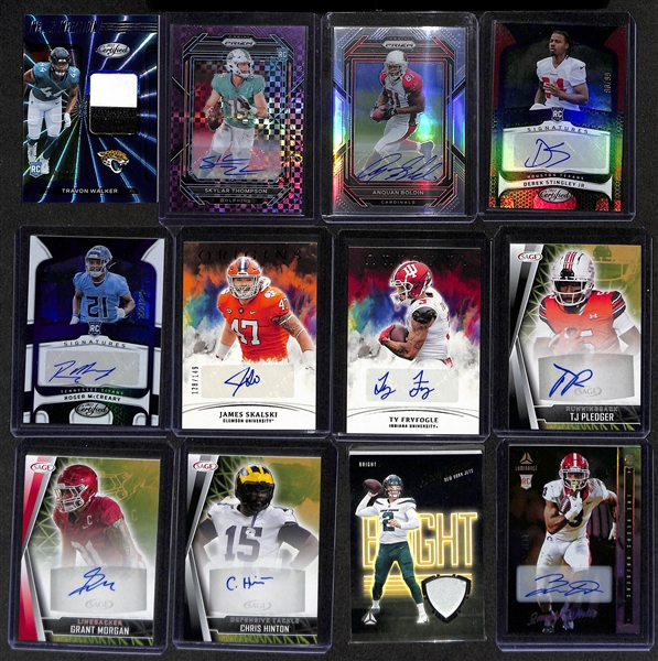 Lot of (1200+) 2022 Football Cards w. (38) Autographs + Relics, (80) Numbered Cards, +