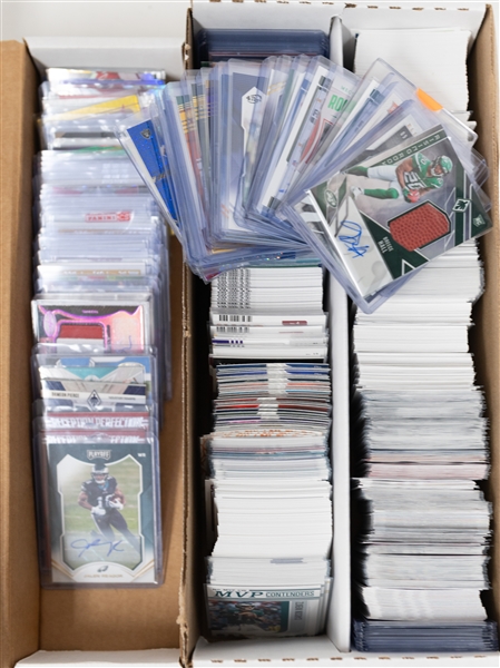 Lot of (1200+) Football Cards w. (42) Autographs + Relics, (47) Numbered Cards, (7) Super Short Prints, + 