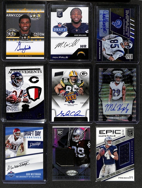 Lot of (1200+) Football Cards w. (32) Autographs + Relics, (69) Numbered Cards, +