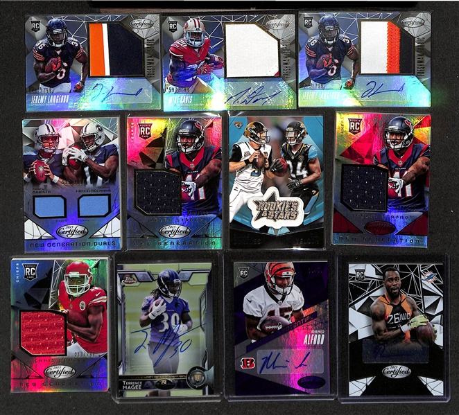 Lot of (1200+) Football Cards w. (32) Autographs + Relics, (69) Numbered Cards, +