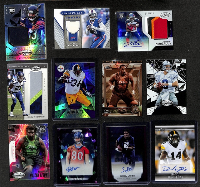 Lot of (1200+) Football Cards w. (32) Autographs + Relics, (69) Numbered Cards, +