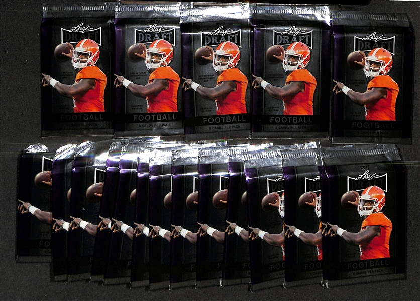 Lot of (20) Factory Sealed 2017 Leaf Draft Football Packs (Possible Mahomes Rookie Parallels)
