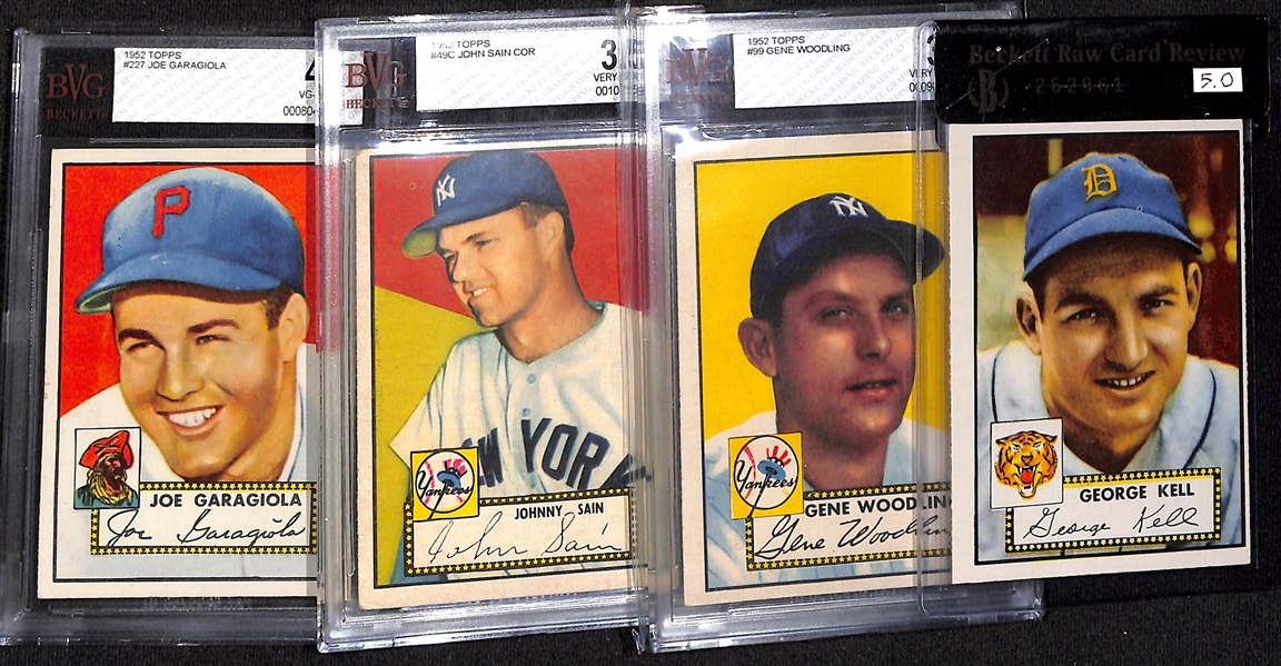 (4) Beckett Graded 1952 Topps Baseball Cards w. George Kell #246 (HOF) Beckett RCR 5