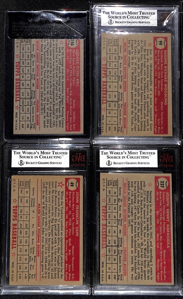 (4) Beckett Graded 1952 Topps Baseball Cards w. George Kell #246 (HOF) Beckett RCR 5