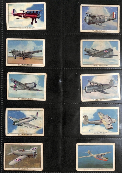 1940 Wings Cigarettes Airplanes Complete Set of 50 Cards, & (150+) 1920-1950s Cars, Trains, & Planes Cards 