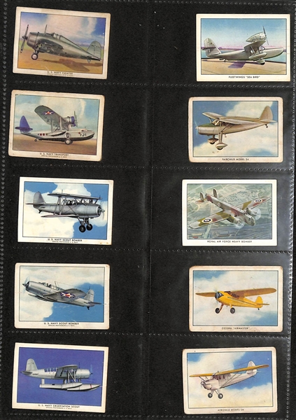 1940 Wings Cigarettes Airplanes Complete Set of 50 Cards, & (150+) 1920-1950s Cars, Trains, & Planes Cards 