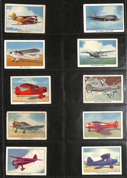 1940 Wings Cigarettes Airplanes Complete Set of 50 Cards, & (150+) 1920-1950s Cars, Trains, & Planes Cards 