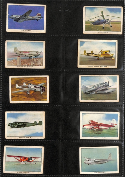 1940 Wings Cigarettes Airplanes Complete Set of 50 Cards, & (150+) 1920-1950s Cars, Trains, & Planes Cards 