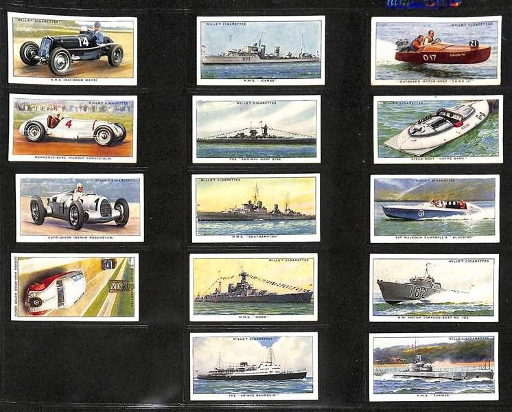 1940 Wings Cigarettes Airplanes Complete Set of 50 Cards, & (150+) 1920-1950s Cars, Trains, & Planes Cards 