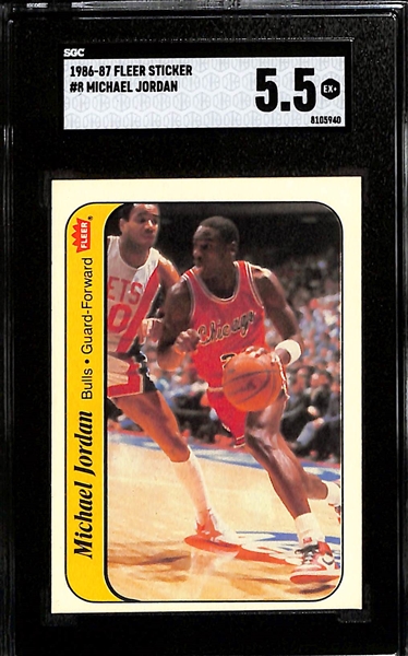 1986-87 Fleer Michael Jordan #8 Rookie Sticker Graded SGC 5.5