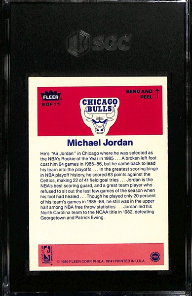 1986-87 Fleer Michael Jordan #8 Rookie Sticker Graded SGC 5.5
