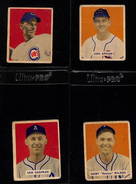 Lot of (8) 1949 Bowman Baseball & (6) 1951 Topps Magic Football Cards w. 1949 Bowman Andy Pafko 