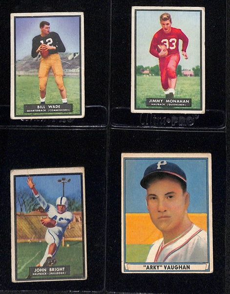 Lot of (8) 1949 Bowman Baseball & (6) 1951 Topps Magic Football Cards w. 1949 Bowman Andy Pafko 