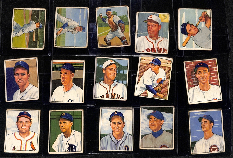 Lot of (41) 1950 Bowman Baseball Cards w. Casey Stengel
