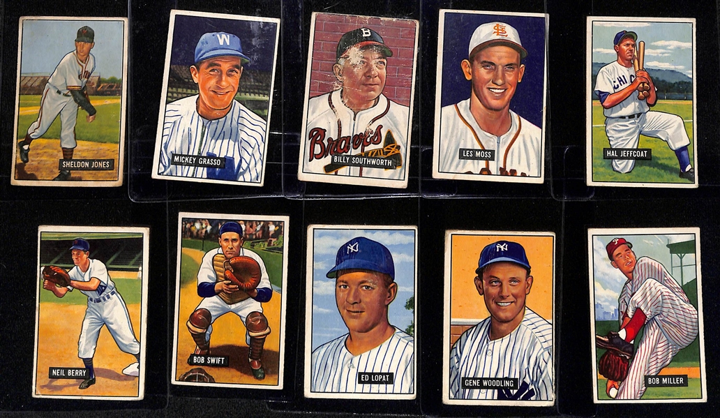 Lot of (37) 1951 Bowman Baseball Cards w. Leo Durocher