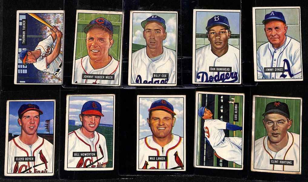 Lot of (37) 1951 Bowman Baseball Cards w. Leo Durocher