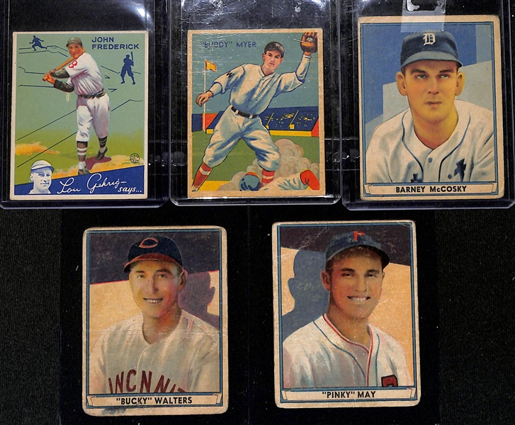 Lot of (10) 1933-1941 Baseball Cards - Goudey & Playball - w.  1934 Goudey Charlie Grimm Beckett RCR 1.5 & Signed Earl Grace (JSA Auction Letter)