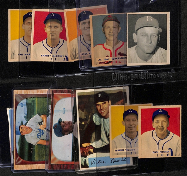 Lot of (10) 1948-1955 Bowman Baseball Cards w. Red Schoendienst & Ernie Banks (2nd year)