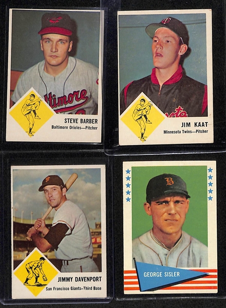 Lot of (14) 1961 Fleer Baseball Cards & (14) 1963 Fleer Baseball Cards w. 1963 Warren Spahn Beckett RCR 4.5