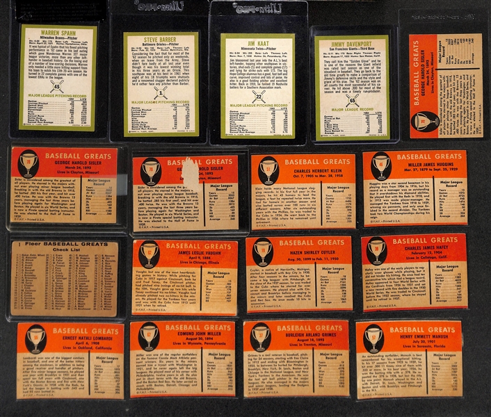 Lot of (14) 1961 Fleer Baseball Cards & (14) 1963 Fleer Baseball Cards w. 1963 Warren Spahn Beckett RCR 4.5