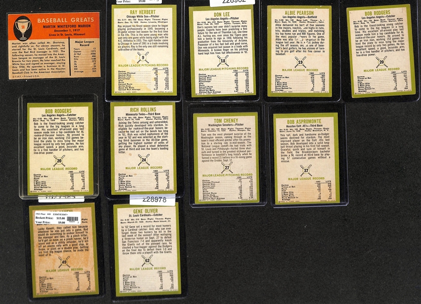 Lot of (14) 1961 Fleer Baseball Cards & (14) 1963 Fleer Baseball Cards w. 1963 Warren Spahn Beckett RCR 4.5