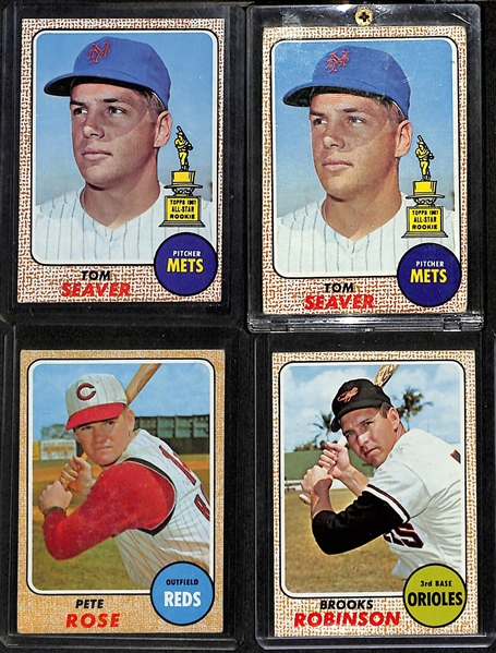 Lot of (240) Assorted 1968 Topps Baseball Cards w. (2) Tom Seaver Cards (2nd year)