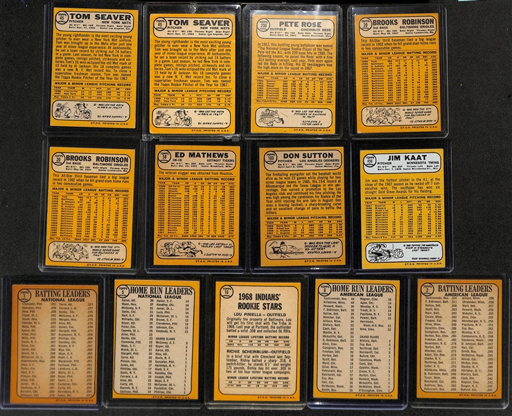 Lot of (240) Assorted 1968 Topps Baseball Cards w. (2) Tom Seaver Cards (2nd year)