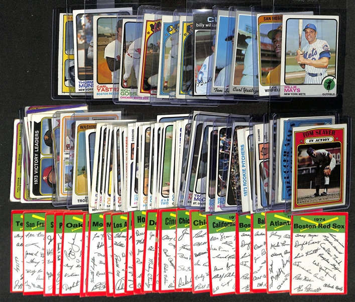 Lot of (62) 1970-1975 Topps Baseball Cards w. 1973 Willie Mays & 1974 Dave Winfield Rookie Card