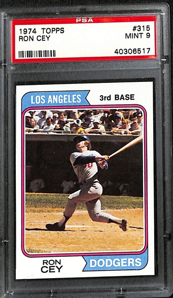  Lot of (4) 1974 PSA Graded Topps Baseball Cards - Cey, Jenkins, Powell, Mets Mgr 