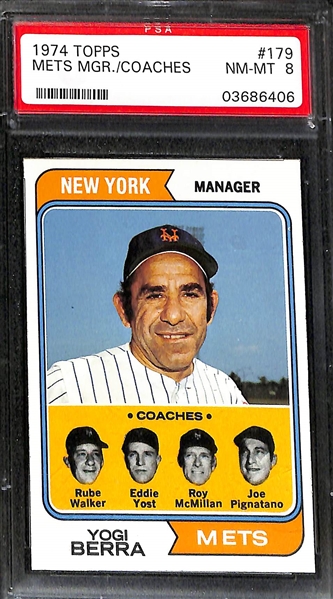  Lot of (4) 1974 PSA Graded Topps Baseball Cards - Cey, Jenkins, Powell, Mets Mgr 
