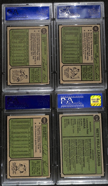  Lot of (4) 1974 PSA Graded Topps Baseball Cards - Cey, Jenkins, Powell, Mets Mgr 