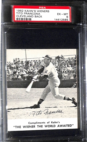 Lot of (3) PSA Graded 1961-62 Kahn's Wieners Baseball Cards w. Gino Cimoli