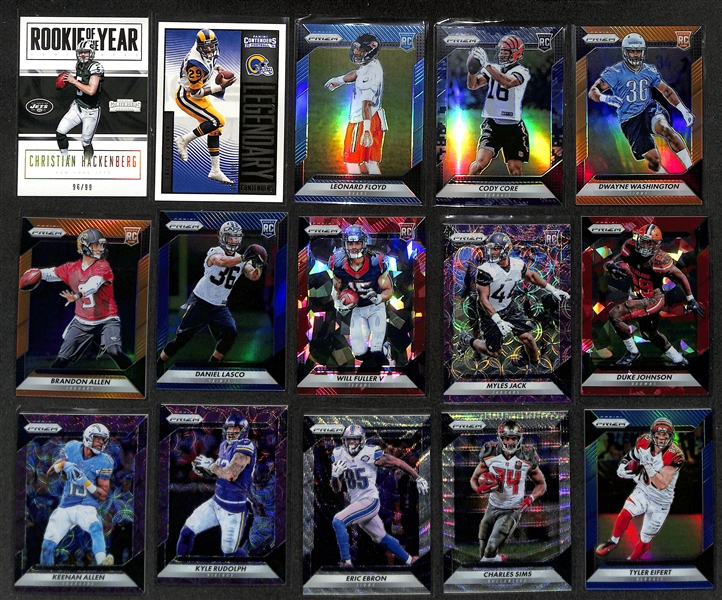 Football Card Bulk Lot (3 Row Box) w. (58) Autographs + Jerseys, (57) Numbered Cards, Rookies, +