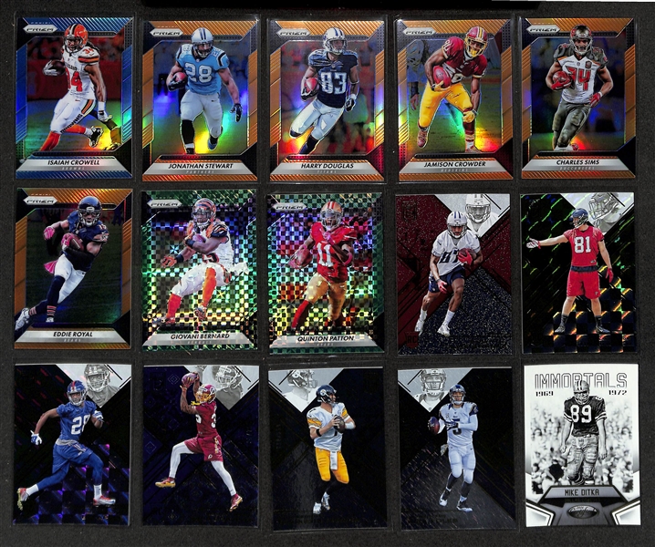 Football Card Bulk Lot (3 Row Box) w. (58) Autographs + Jerseys, (57) Numbered Cards, Rookies, +