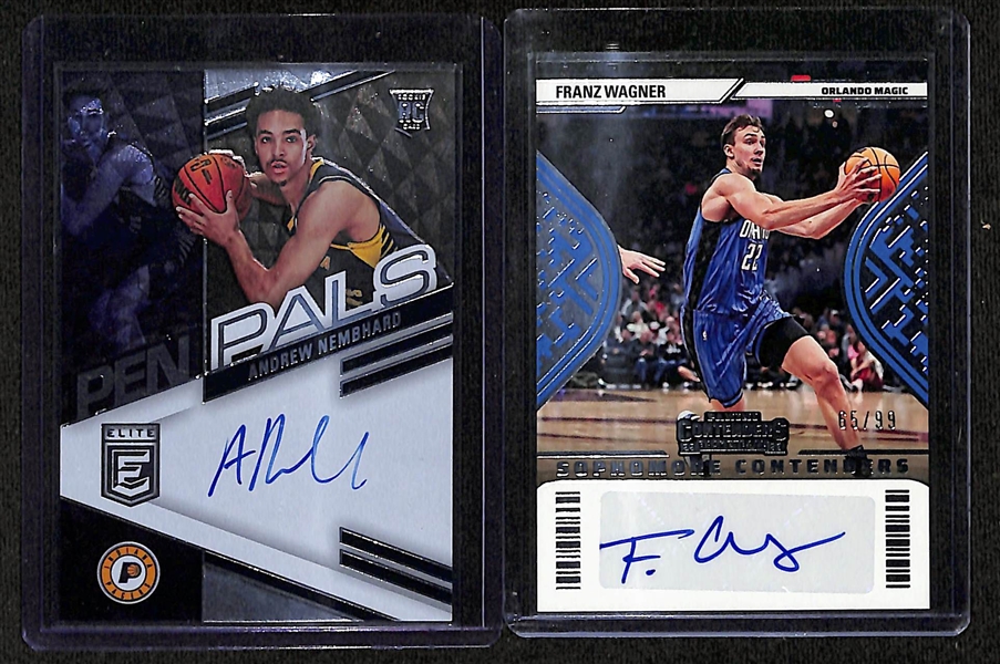 Basketball Card Bulk Lot (2 Row Box) w. 2022-23 Contenders Dyson Daniels Rookie 1/1, (16) Autographs, (22) Numbered Cards, +