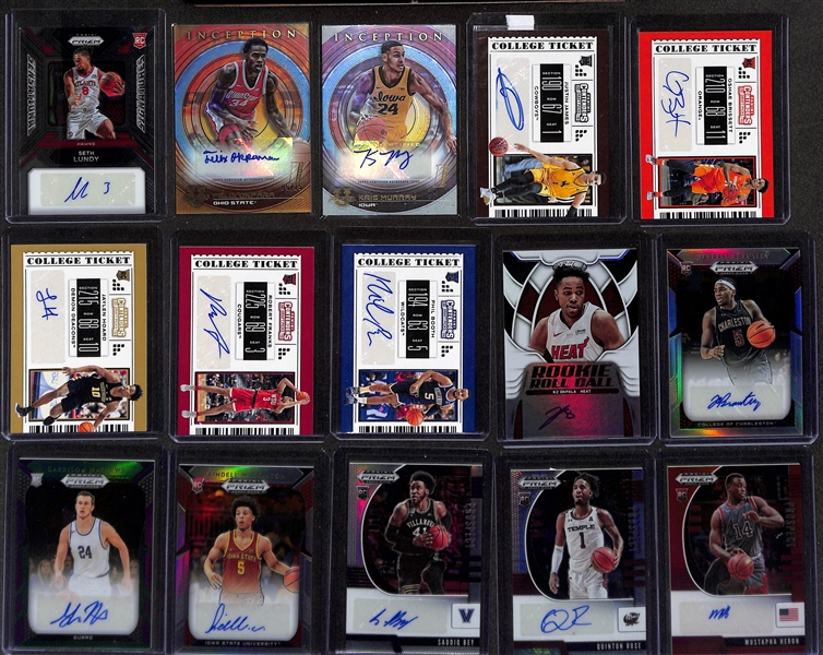 Basketball Card Bulk Lot (3 Row Box) w. (26) Autographs + Jerseys, (22) Numbered Cards, Short Prints, Rookies, Inserts, +