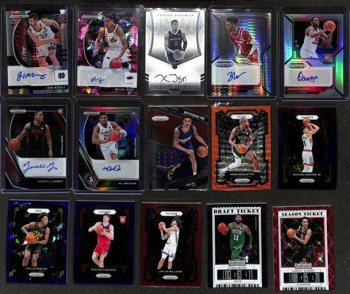 Basketball Card Bulk Lot (3 Row Box) w. (26) Autographs + Jerseys, (22) Numbered Cards, Short Prints, Rookies, Inserts, +