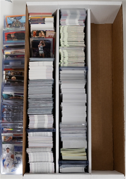 Basketball Card Bulk Lot (3 Row Box) w. (31) Autographs, (27) Numbered Cards, Top Rookies (LeBron, Anthony Edwards), +